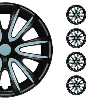 OMAC® - 14" Black with Blue Hub Caps Wheel Covers