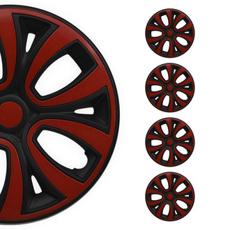 OMAC® - 14" Black with Red Hub Caps Wheel Covers
