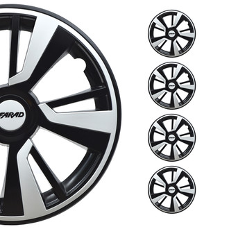 OMAC® - 14" Black with White Hub Caps Wheel Covers