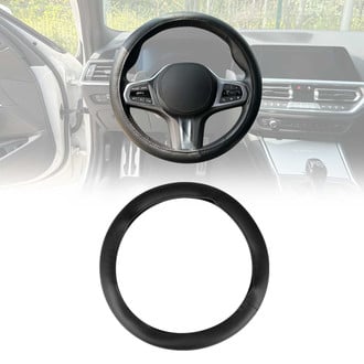 OMAC® - Anti-slip Breathable Leather Steering Wheel Cover, Black Leather Breathable Black Leather Breathable