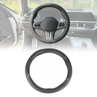 OMAC® - Anti-slip Breathable Leather Steering Wheel Cover, Black Dotted Leather Anti-slip Breathable Black Dotted Leather Anti-slip Breathable