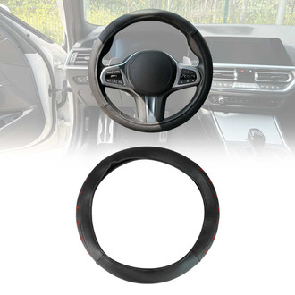 OMAC® - Anti-slip Breathable Leather Steering Wheel Cover, Red Stitch