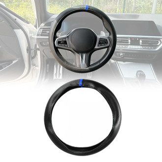 OMAC® - Anti-slip Breathable Leather Steering Wheel Cover, Blue Stripe Leather Anti-slip Breathable Blue Stripe Leather Anti-slip Breathable