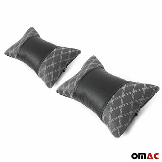 OMAC® - Car Seat Neck Pillow, Fabric and PU Leather Grey Black
