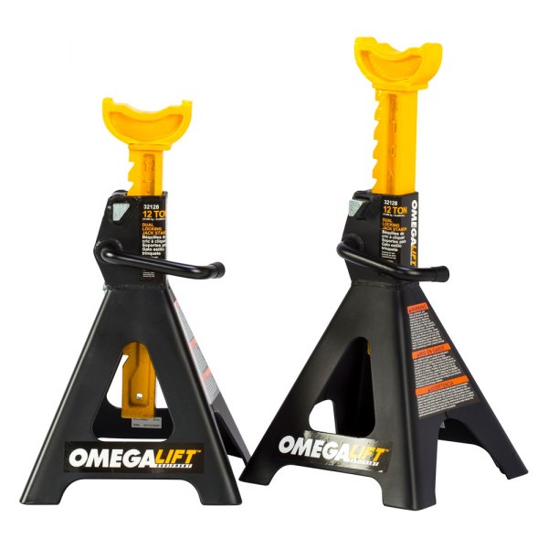 Omega Lift Equipment® - 2-piece 12 t Double Lock Ratcheting Jack Stand Set