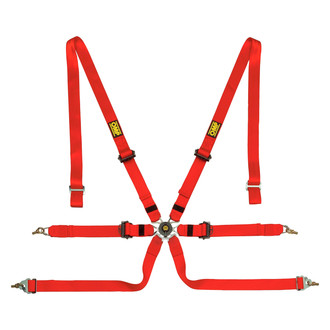 OMP® - 6-Point Saloon™ Safety Harness Set in Polyester with Pull Up Ergal Adjuster