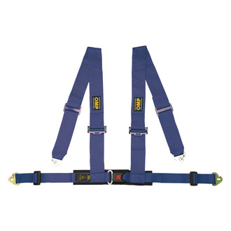 OMP® - 4-Point Racing 4M Series Street Racing Harnesses, ECE Central Push Button, Snap On, Blue, 3"-2"