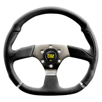 OMP® OD0-2018-189 - 3-Spoke Cromo Series Black Leather Racing Steering Wheel