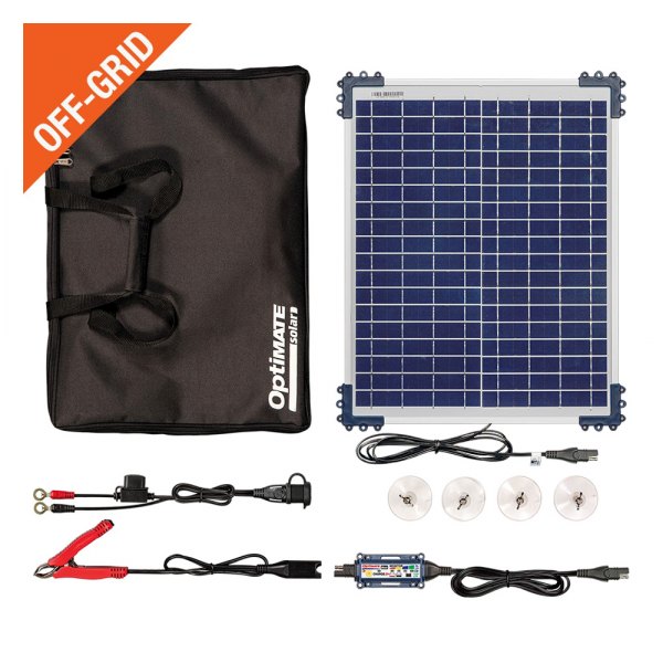 OptiMate® - Solar DUO™ 12 V/12.8 V Smart Sun Powered Charger and Maintainer Travel Kit with 20 W Solar Panel