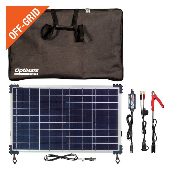 OptiMate® - DUO™ 12 V/12.8 V 6-Step Sealed Battery Saving Charger and Maintainer Travel Kit with 40 W Solar Panel