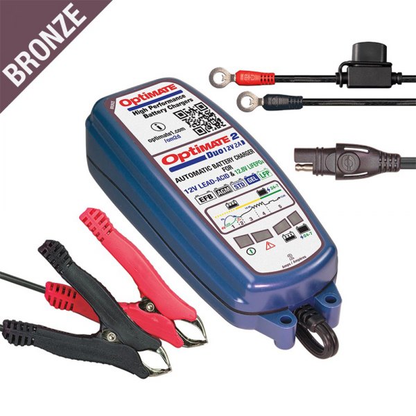 OptiMate® - BRONZE Series OptiMate 2™ DUO™ 12 V/12.8 V Portable Dual Bank 5-Step Fully Automatic Battery Charger and Maintainer