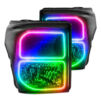 Oracle Lighting® - Black Crystal Headlights with ColorSHIFT SMD LED Halos Preinstalled