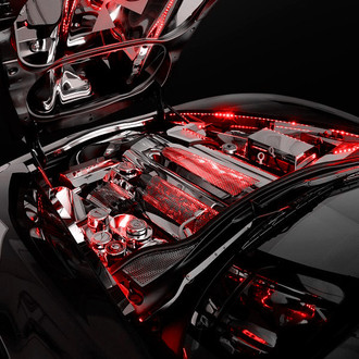 Oracle Lighting® - 60" Engine Bay Lighting Red LED Strip Kit