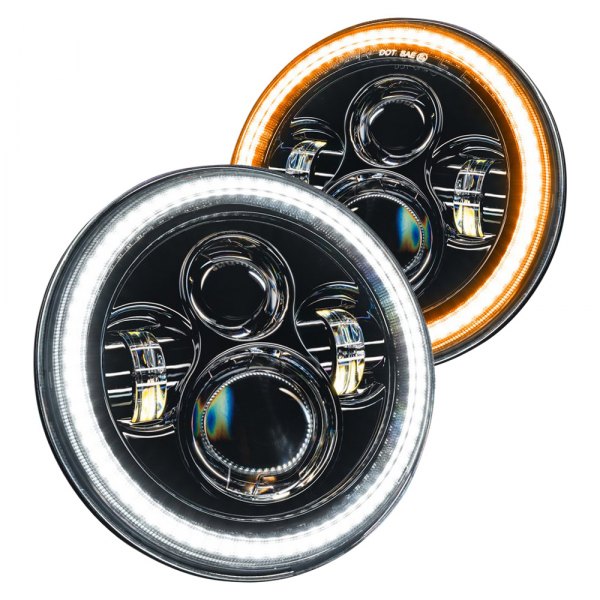 Oracle Lighting® - 7" Round Black Projector LED Headlights with Switchback Halo