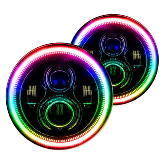 Oracle Lighting® - 7" Round Black Projector LED Headlights with Dynamic ColorSHIFT SMD LED Halos Preinstalled