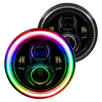 Oracle Lighting® - 7" Round Black Projector LED Headlights with Dynamic ColorSHIFT SMD LED Halos Preinstalled