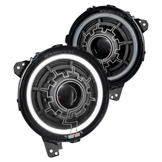 Oracle Lighting® - 7" Round Black Oculus™ Halo Projector Bi-LED Headlights with Heated Lens