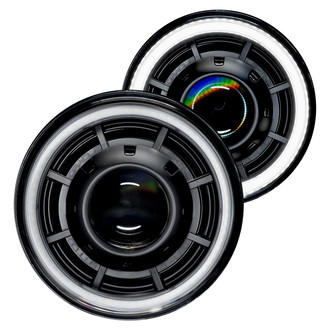 Oracle Lighting® - 7" Round Black Oculus™ Halo Projector Bi-LED Headlights