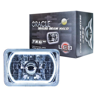 Oracle Lighting® - 7x6" Rectangular Chrome Crystal Headlight with White SMD Halo Preinstalled