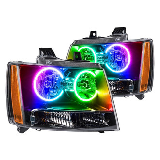 Oracle Lighting® - Black Crystal Headlights with ColorSHIFT Bluetooth SMD LED Halos Preinstalled