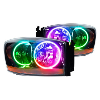 Oracle Lighting® - Black Crystal Headlights with ColorSHIFT Bluetooth SMD LED Halos Preinstalled