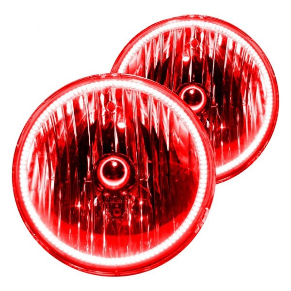 Oracle Lighting® - 7" Round Chrome Crystal Headlights with Red SMD LED Halos Preinstalled