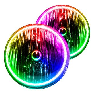 Oracle Lighting® - 7" Round Chrome Crystal Headlights with Dynamic ColorSHIFT SMD LED Halos Preinstalled (H6024)