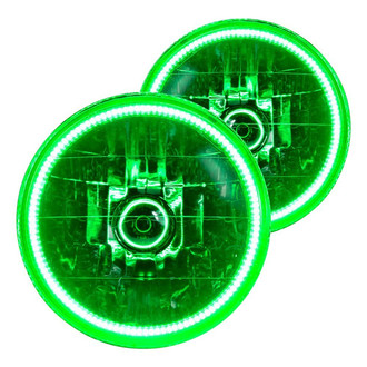 Oracle Lighting® - 7" Round Chrome Crystal Headlights with Green SMD LED Halos Preinstalled (H6024)