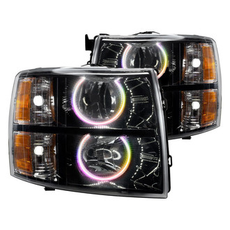 Oracle Lighting® - Black Crystal Headlights with ColorSHIFT SMD LED Halos Preinstalled