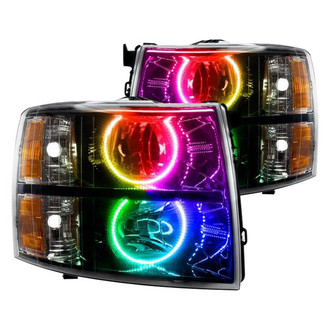 Oracle Lighting® - Black Crystal Headlights with ColorSHIFT Bluetooth SMD LED Halos Preinstalled