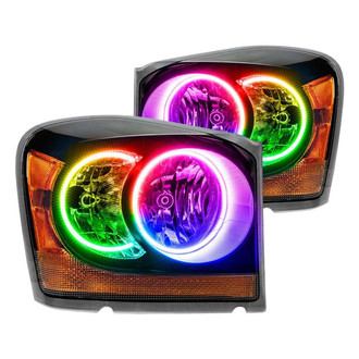 Oracle Lighting® - Black Crystal Headlights with ColorSHIFT Bluetooth SMD LED Halos Preinstalled