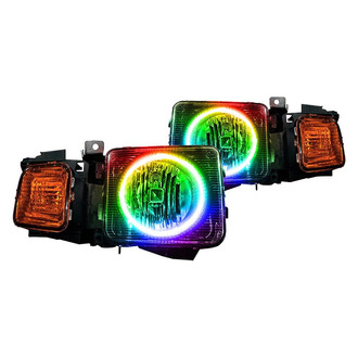 Oracle Lighting® - Chrome Crystal Headlights with Dynamic ColorSHIFT SMD LED Halos Preinstalled