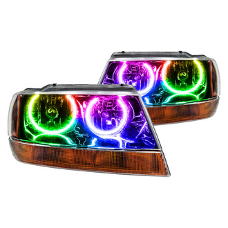 Oracle Lighting® - Black Crystal Headlights with ColorSHIFT RF SMD LED Halos Preinstalled