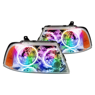 Oracle Lighting® - Chrome Crystal Headlights with ColorSHIFT RF SMD LED Halos Preinstalled