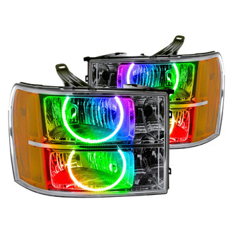 Oracle Lighting® - Chrome Crystal Headlights with ColorSHIFT RF SMD LED Halos Preinstalled