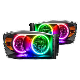 Oracle Lighting® - Black Crystal Headlights with ColorSHIFT 2.0 SMD LED Halos Preinstalled