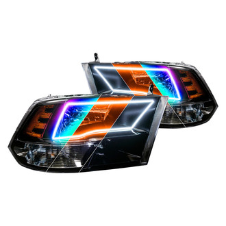Oracle Lighting® - Black Crystal Headlights with Switchback ColorSHIFT Bluetooth SMD LED Halos Preinstalled