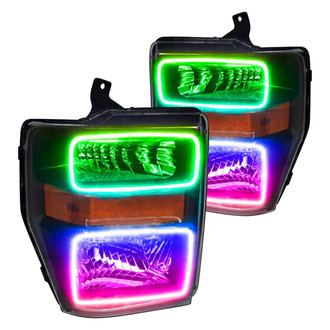 Oracle Lighting® - Black Crystal Headlights with ColorSHIFT SMD LED Halos Preinstalled