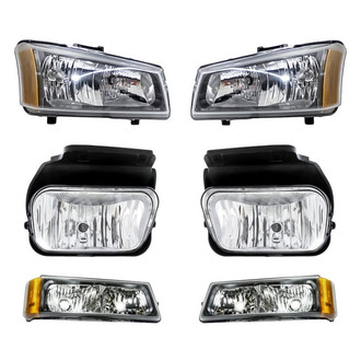 Pacific Best® - 6-Piece Kit (Driver and Passenger Side Headlights, Driver and Passenger Side Fog Lights , Driver and Passenger Side Turn Signal/Parking Lights) (Standard Line)