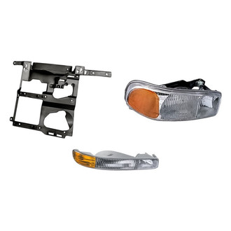 Pacific Best® - 3-Piece Kit (Passenger Side Headlight, Passenger Side Headlight Support, Passenger Side Turn Signal/Parking Light) (Standard Line)