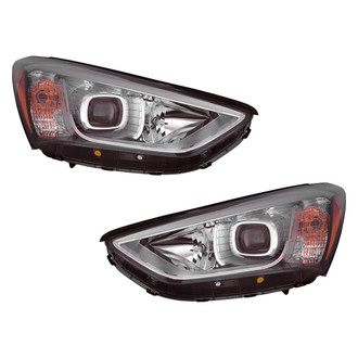 Pacific Best® - Driver and Passenger Side Replacement Headlight Set (NSF Certified)