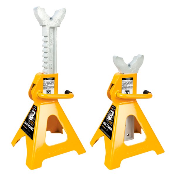 Performance Tool® - 2-piece 3 t Yellow Ratcheting Jack Stand Set