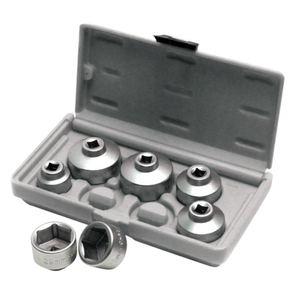 Performance Tool® - 7-piece 24 mm to 38 mm Chrome-Vanadium Oil Filter Socket Set