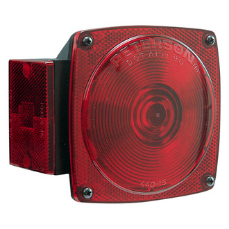 Peterson® - 440 Series 4.75" Red Square Bolt-on Mount Combination Tail Light with License Light