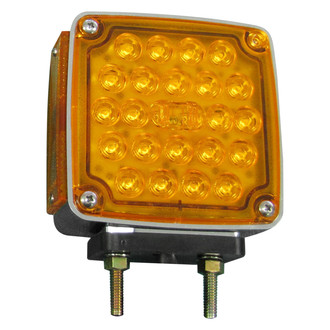Peterson® - Curbside 327 Series 4.5" Double Face Amber/Red Square Pedestal Mount LED Turn Signal Light with Marker Light
