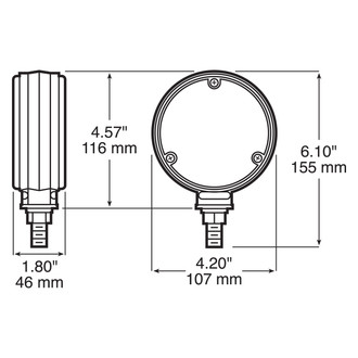 Peterson® - 338 Series 4" Double Face Amber/Red Round Pedestal Mount LED Turn Signal Light