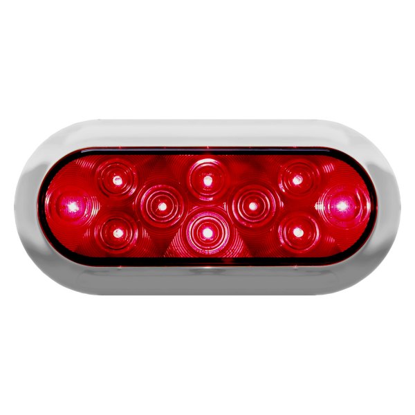 Peterson® - 423 Piranha™ 6.5x2.25" Chrome/Red Oval LED Tail Light