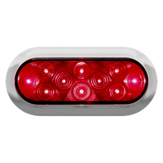 Peterson® - 423 Piranha™ 6.5x2.25" Oval Chrome/Red LED Tail Light