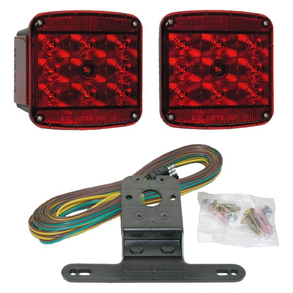 Peterson® - 941 Series 5" Black/Red Square LED Tail Lights