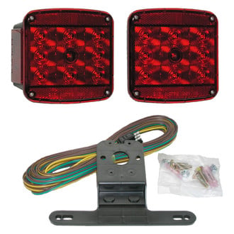 Peterson® - 941 Series 5" Square Driver and Passenger Side Black/Red LED Tail Lights